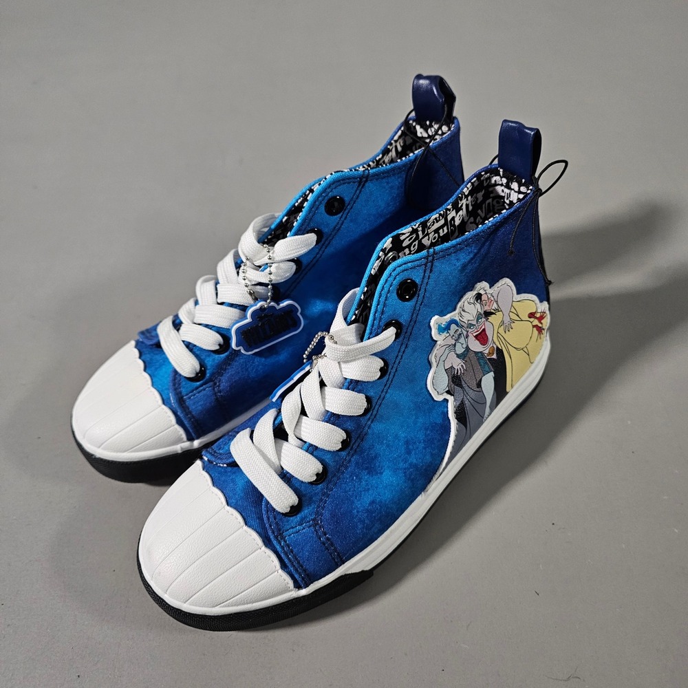 Disney Villains Ground Up High Top Sneakers Womens 6 Blue Tie Dye Cruella Ursula